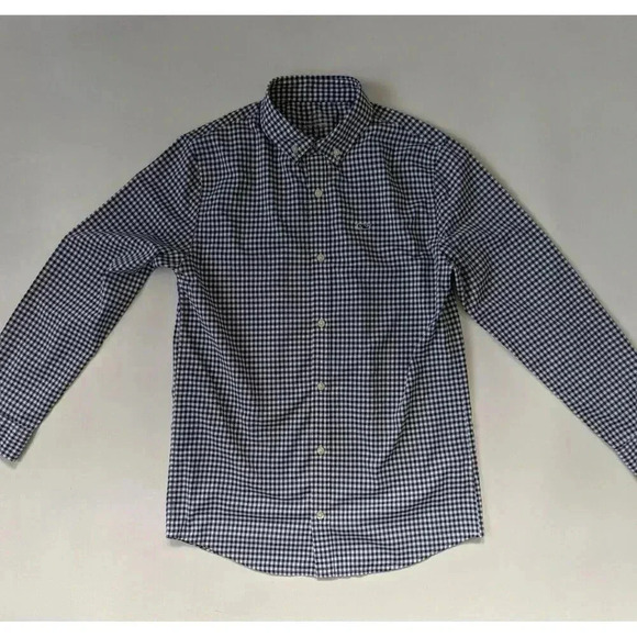 Vineyard Vines Boys Medium 12/14 Long Sleeve Button Down Navy Gingham Shirt - Picture 1 of 5